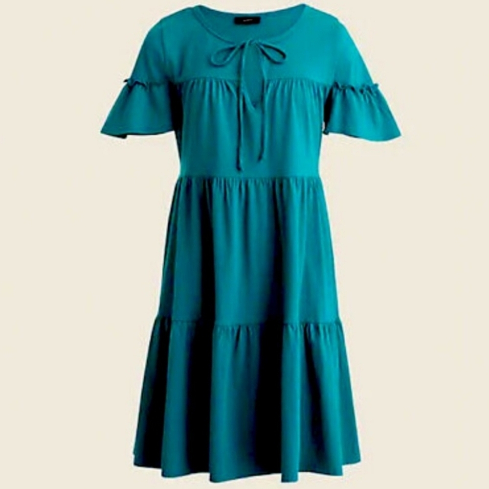 J Crew Broken-in jersey tiered mini dress size S